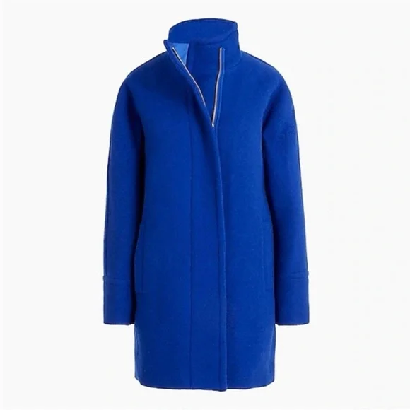J.Crew Coat Italian Wool Cocoon Royal Blue Jacket Winter Sz 00 high quality - Picture 3 of 11